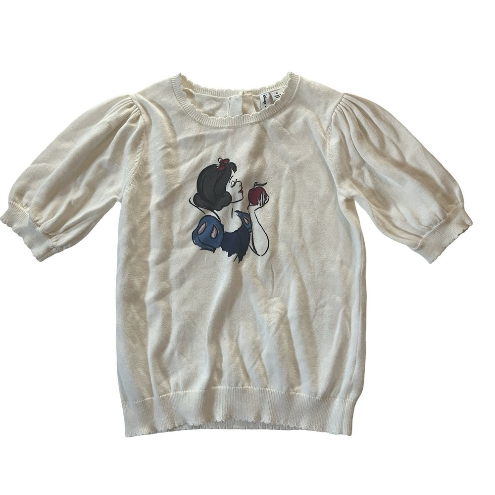 NWOT Disney x Janie & Jack Girls Size 10 Snow Shite Sweater Puff Sleeve Cotton